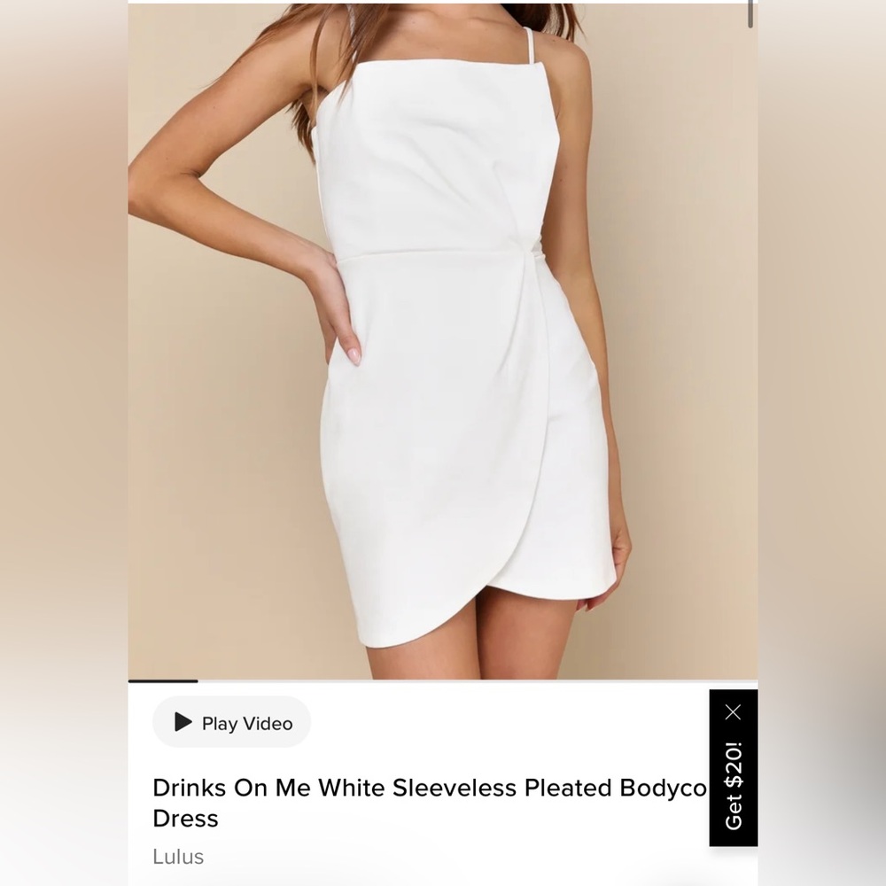 Lulu’s Drinks On Me White Sleeveless Pleated Bodycon Dress